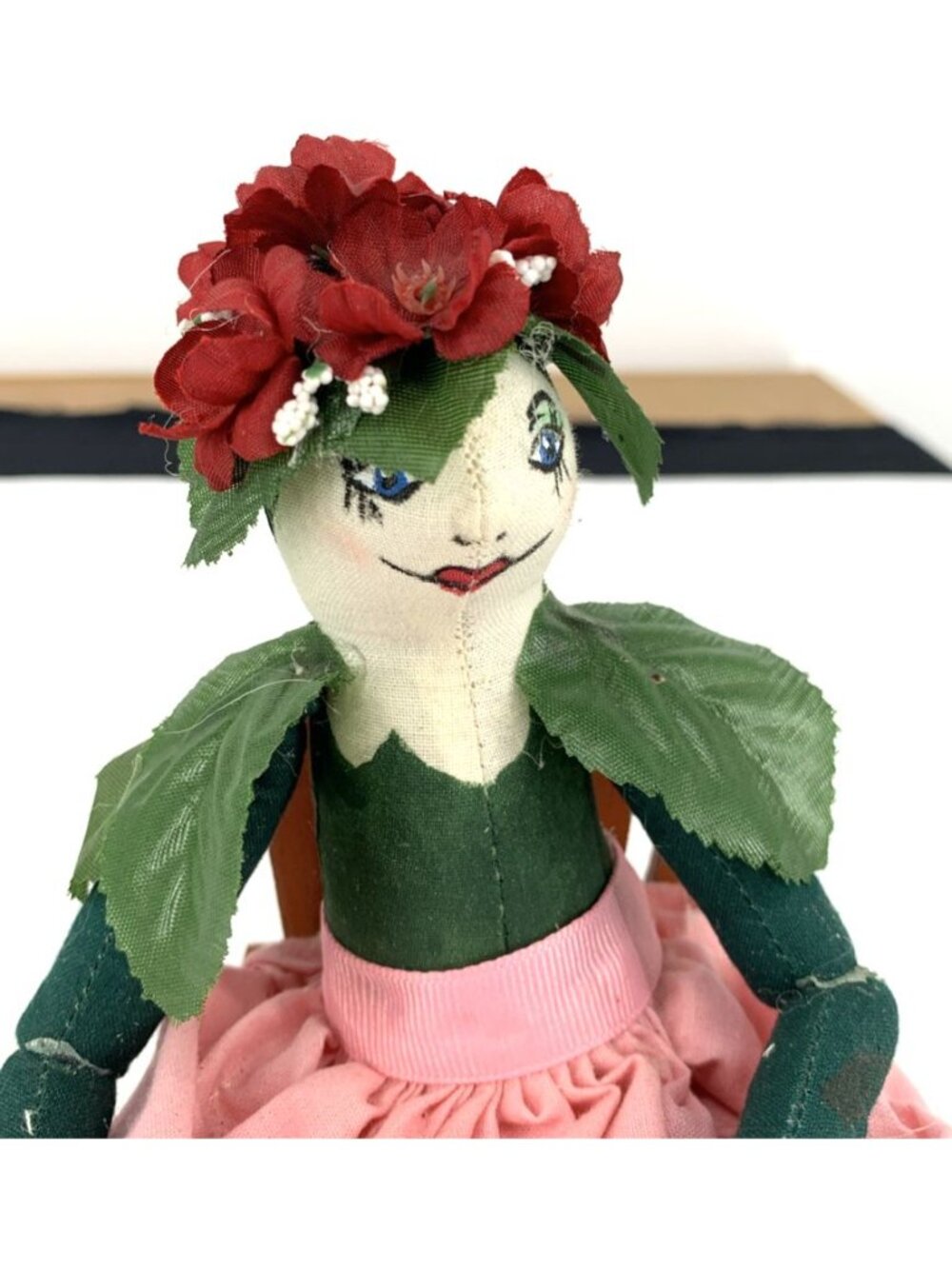 Joe Spencer Piper Petal Doll Seated in Chair Cloth Body 9" Long - Picture 2 of 7
